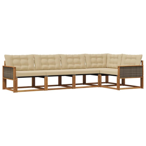 vidaXL Ensemble de canapés d'extérieur 5 Pièces Naturel et Beige