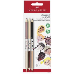 Lot de 3 Crayons de couleur Children of the World - 6 Teintes de Peau FABER-CASTELL