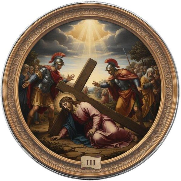 Monnaie JESUS FALLS THE FIRST TIME Station III Via Crucis 1 Oz Argent 1$ USA 2026