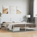 vidaXL Cadre de lit métal avec tête de lit/pied de lit blanc 193x203cm