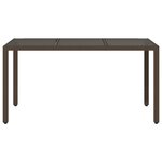 vidaXL Table de jardin avec dessus en verre marron résine tressée