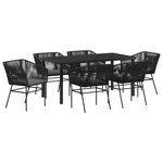 vidaXL Ensemble de salle à manger pour jardin 7 Pièces Noir Standard