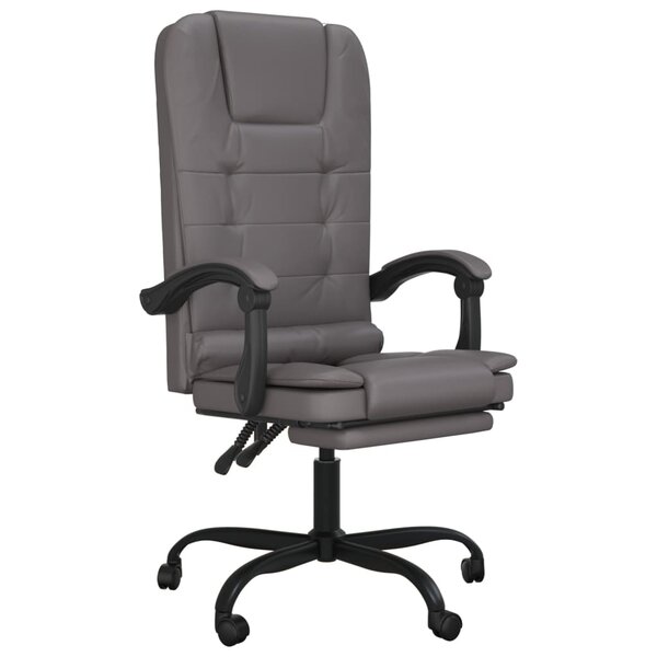 vidaXL Fauteuil de massage inclinable de bureau Gris Similicuir