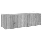 vidaXL Meuble TV mural avec lumières LED sonoma gris 100x35x31 cm
