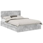 vidaXL Lit de Rangement Gris béton 150 x 200 cm Bois d'ingénierie