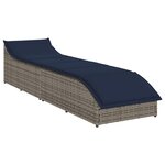 vidaXL Chaise longue pliante coussin et rangement gris résine tressée
