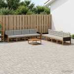 vidaXL Ensemble de canapés d'extérieur 9 Pièces Naturel et Gris clair