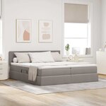 vidaXL Lit de rangement LED avec matelas Taupe 180 x 200 cm Tissu