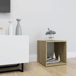 Vidaxl meuble tv blanc et chêne sonoma 37x35x37 cm aggloméré