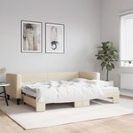 vidaXL Lit de jour avec lit gigogne crème 80x200 cm tissu