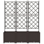 vidaXL Planteur de jardin avec treillis 3 Pièces Marron 120x40x143 cm