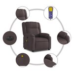 vidaXL Fauteuil de massage inclinable électrique Marron foncé Tissu