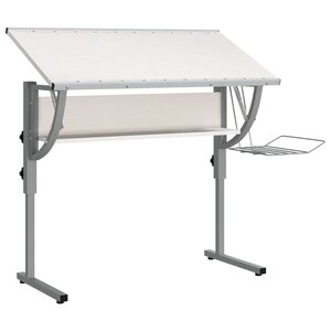 Bureau table poste de travail meuble d'ordinateur informatique étude d'artisanat et 110 x 53 x (58-87) cm blanc 02_0023698