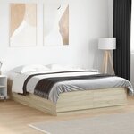 vidaXL Cadre de lit avec LED sans matelas chêne sonoma 150x200 cm