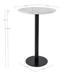 Table de bar plateau aspect marbre et pied noir Ø 70 x 105 cm