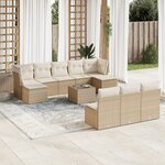 vidaXL Salon de jardin 11 Pièces avec coussins beige résine tressée