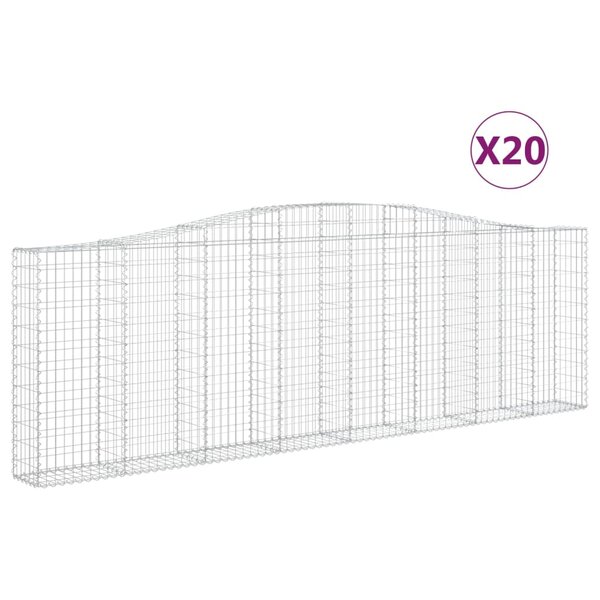 vidaXL Paniers à gabions arqués 20 Pièces 400x30x120/140 cm Fer galvanisé