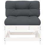 vidaXL Canapé central avec coussins blanc bois de pin massif