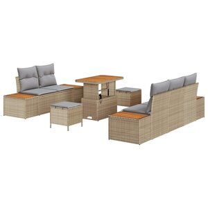 vidaXL Ensemble de canapé de jardin 8 Pièces Beige et Gris clair