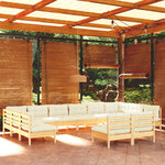 vidaXL Salon de jardin 12 Pièces avec coussins crème Bois de pin massif