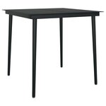 vidaXL Ensemble à manger de jardin et coussins 3 Pièces noir rotin verre