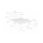 Lit double en tissu marron rembourre 180 x 200 cm