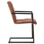 vidaXL Chaises à manger cantilever lot de 2 marron cuir véritable