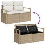 Ensemble de canapé de jardin 6 pièces avec coussins beige en poly rotin