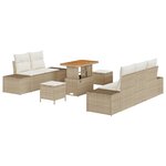 vidaXL Ensemble de salon de jardin de 8 pièces avec coussins beiges en rotin synthétique.
