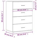 vidaXL Buffet chêne fumé 60x39x80 cm bois d'ingénierie