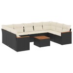 vidaXL Salon de jardin 10 Pièces avec coussins noir résine tressée