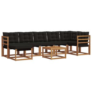 vidaXL Ensemble de canapés d'extérieur 8 pc Naturel et Noir