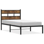 vidaXL Cadre de lit en métal sans matelas chêne fumé 90x190 cm