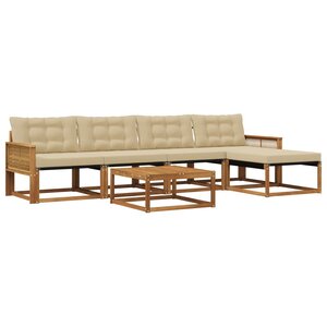 vidaXL Ensemble de canapés d'extérieur 6 Pièces Naturel et Beige