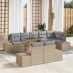 vidaXL Ensemble de canapé de jardin 9 Pièces Beige Poly rotin