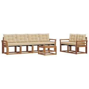 vidaXL Ensemble de canapés d'extérieur 7 pc Naturel et Beige