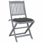 vidaXL Chaises pliables d'extérieur lot de 4 et coussins Bois d'acacia