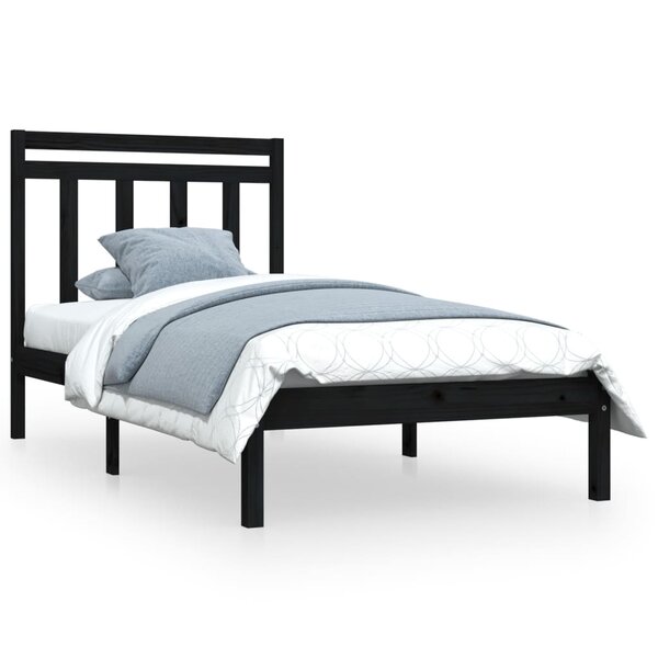 vidaXL Cadre de lit sans matelas noir 75x190 cm bois massif