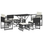 vidaXL Ensemble à manger de jardin coussins 7 Pièces noir résine tressée