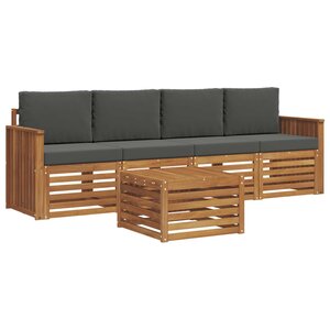 vidaXL Ensemble de canapés d'extérieur 5 pc Naturel et Anthracite