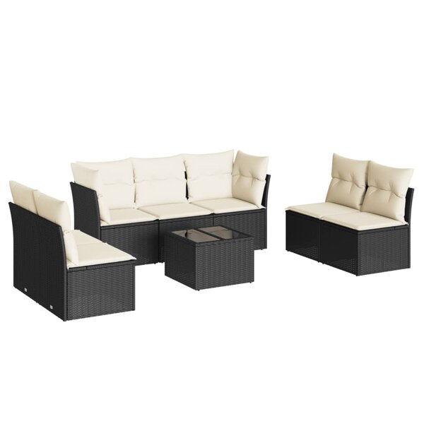 vidaXL Salon de jardin 8 Pièces avec coussins noir résine tressée