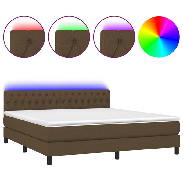 vidaXL Sommier à lattes de lit matelas et LED Marron foncé 180x200 cm