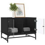 vidaXL Table basse avec portes en verre noir 68 5x50x50 cm