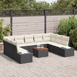 vidaXL Ensemble de canapé de jardin 10 Pièces Noir Poly rotin