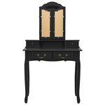 vidaXL Ensemble de coiffeuse avec tabouret Noir 80x69x141 cm Paulownia