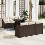 Ensemble de canapé de jardin de 7 pièces vidaXL avec coussins en rotin poly marron