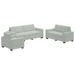vidaXL Ensemble de Canapés 3 Pièces Gris clair 221 x 80 x 80 cm Velours