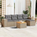 vidaXL Salon de jardin avec coussins 6 Pièces beige résine tressée