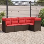 vidaXL Salon de jardin avec coussins 5 Pièces marron résine tressée