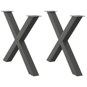 vidaXL Pieds de table à manger en forme de X 2 pièces Anthracite 90 x (72-73) cm Acier